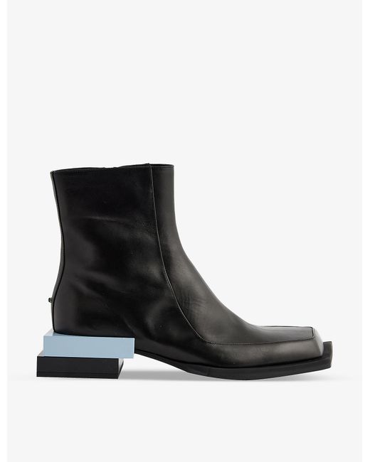 MACHINE-A Black Steven Ma Contrast Stacked-heel Leather Boots