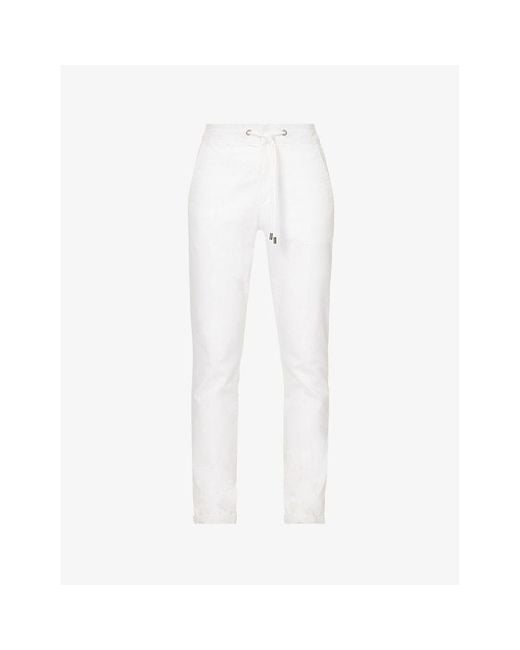 PAIGE White Fraser Drawstring-Waistband Slim-Fit Stretch-Woven Trousers for men