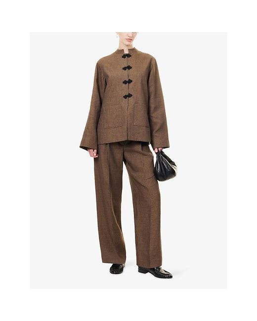 RÓHE Frames Brown Pankou Knotted Linen Jacket
