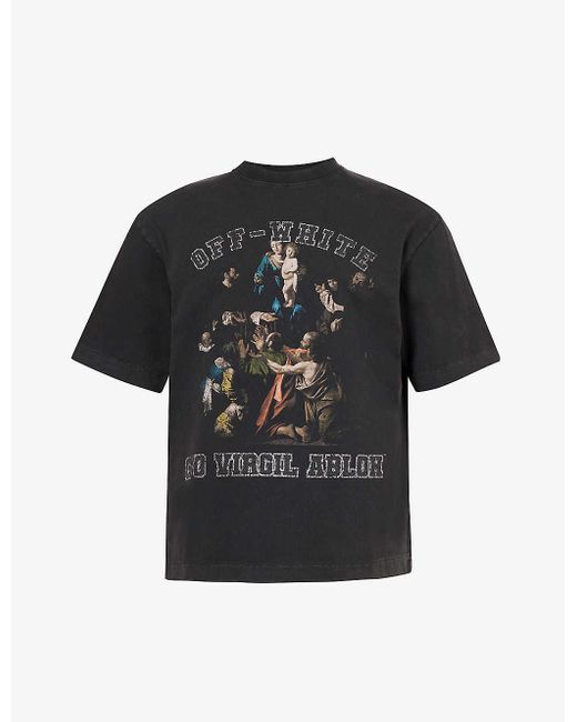 Off-White c/o Virgil Abloh Black Mary Skate Graphic-print Cotton-jersey T-shirt for men