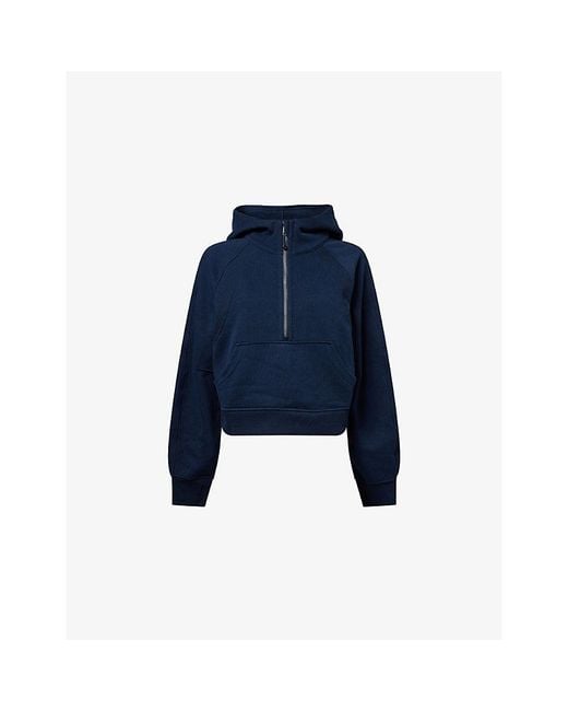 lululemon athletica Blue Scuba Half-Zip Cotton-Blend Hoody