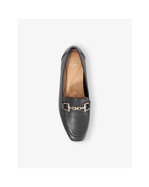 Dune Black Grained Flat Leather Loafers