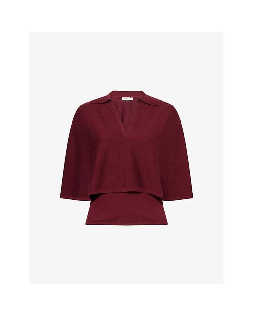 Jonathan Simkhai Red Vinna Cape Wool Polo Top