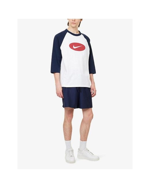 Nike Blue Club Logo-Print Cotton T-Shirt for men