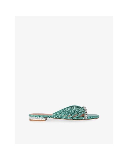 Kurt Geiger Green Crystal Strap Woven Mules
