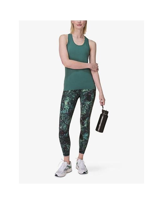 Sweaty Betty Green Power 7/8 Graphic-Print High-Rise Stretch-Jersey Leggings