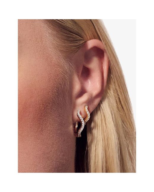 Sif Jakobs White Ellera Waves Grande Sterling- And Zirconia Hoop Earrings