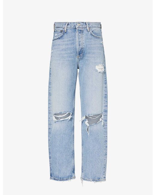 Agolde Blue 90s Straight-leg Mid-rise Organic-cotton Jeans