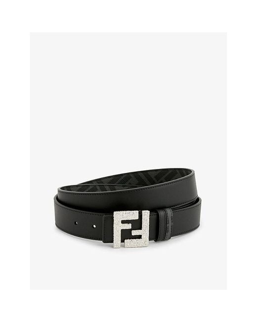 Fendi Black Ff Brand-plaque Reversible Leather Belt for men