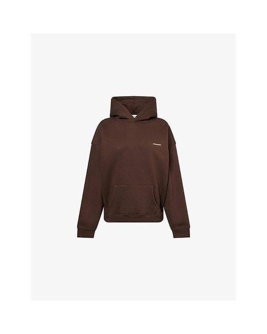 Sisters & Seekers Brown Seekers 99 Logo-Embroidered Stretch Cotton-Jersey Hoody