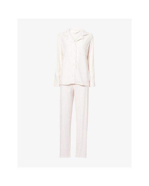 THE NAP CO White Ribbed Long-Sleeve Modal-Jersey Pyjama Set