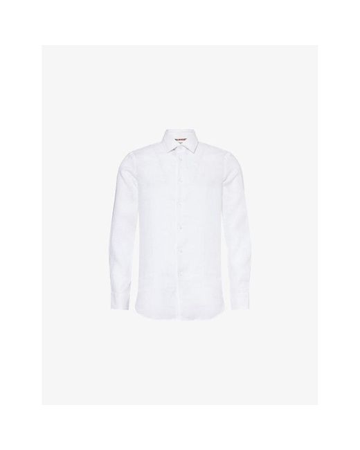Paul Smith White Tailored-Fit Long-Sleeves Linen Shirt for men