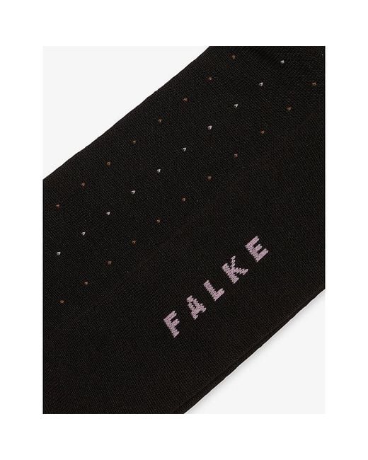 Falke Black Tiago Dotted Line Cotton-Blend Socks for men