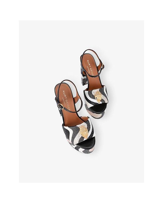 Kurt Geiger Multicolor Kensington Rhinestone-Embellished Woven Platform Sandals