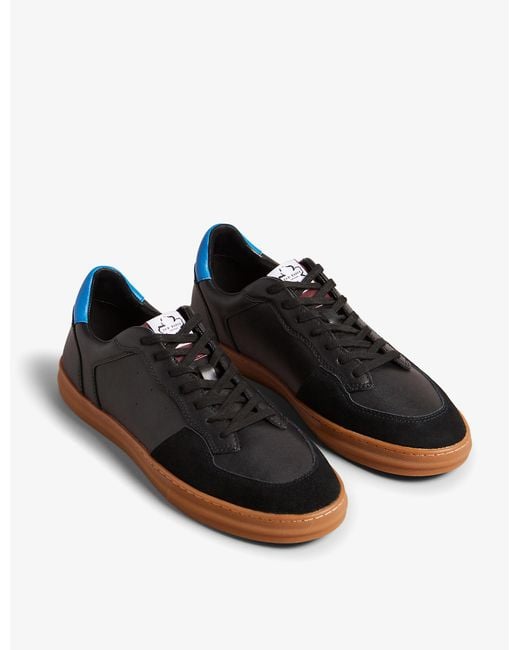 Ted Baker Logo-tab Leather And Suede Low-top Trainers in Black for Men |  Lyst