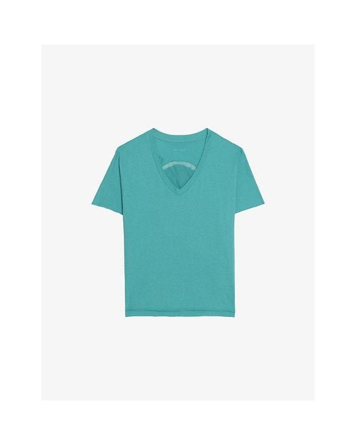 Zadig & Voltaire Blue Tommer Graphic-Print Short-Sleeve Cotton T-Shirt