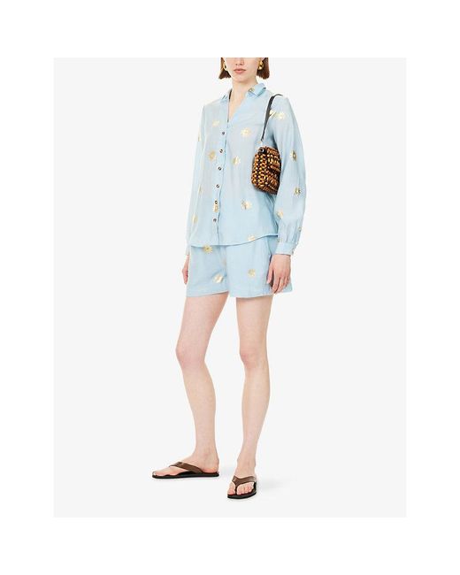 Never Fully Dressed Blue Sun Elissa Relaxed-Fit Woven Shorts