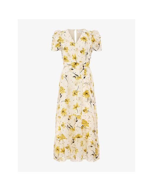 Phase Eight Metallic Petite Azalea Floral Fil Coupé Woven Midi Dress