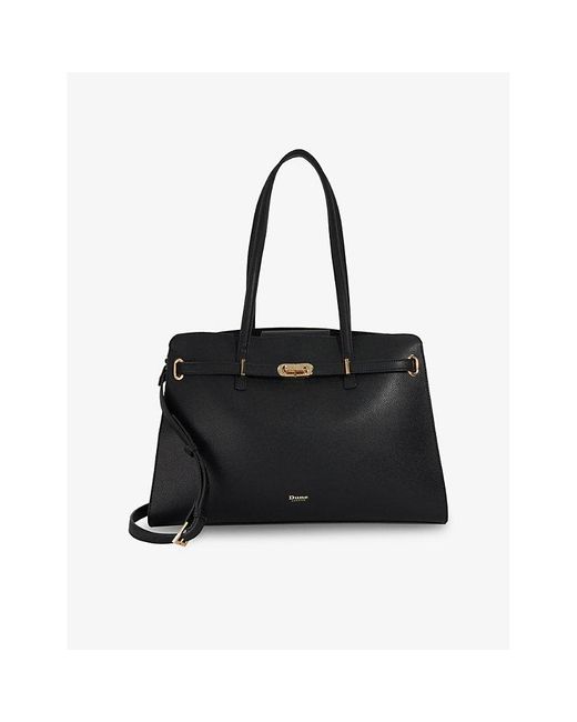 Dune Black Define Large Leather Tote Bag
