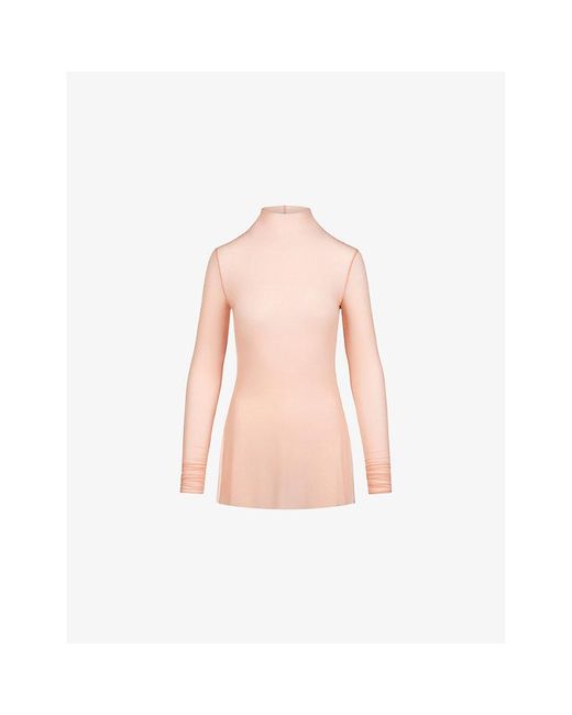 Skims Pink Milky Sheer Mock-Neck Jersey Tunic Top