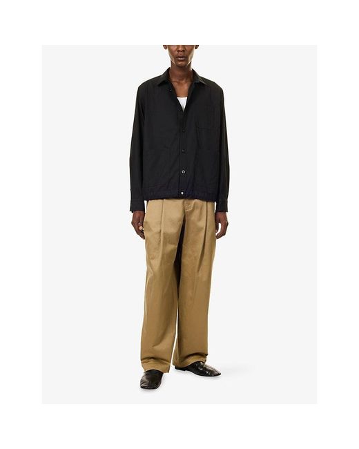 Sacai Black Patch-Pocket Cotton-Blend Shirt for men
