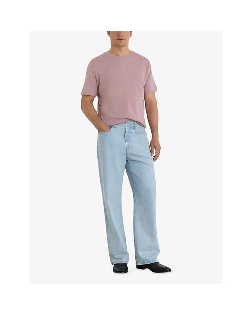 Reiss Purple Bless Crewneck Short-Sleeve Cotton T-Shirt for men