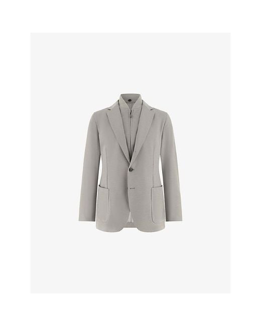 Boggi Gray Regular-Fit Wool Sweatshirt Jacket for men