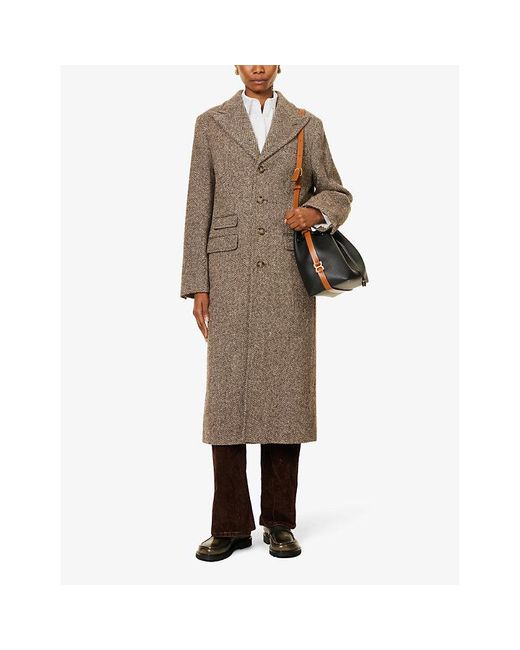 Polo Ralph Lauren Herringbone-pattern Wool Coat in Grey | Lyst UK