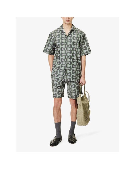 Dries Van Noten Green Cassidye Abstract-pattern Relaxed-fit Woven Shirt for men