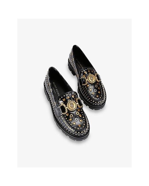 Kurt Geiger Black Mansion Stud Leather Loafers