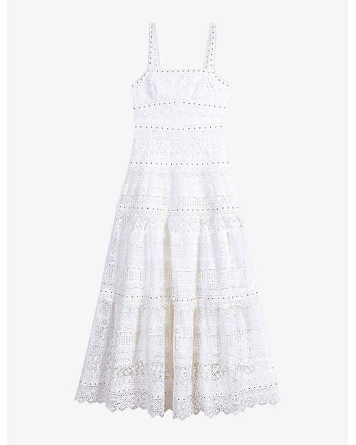 Maje White Openwork Guipure Crochet-knitted Maxi Dress