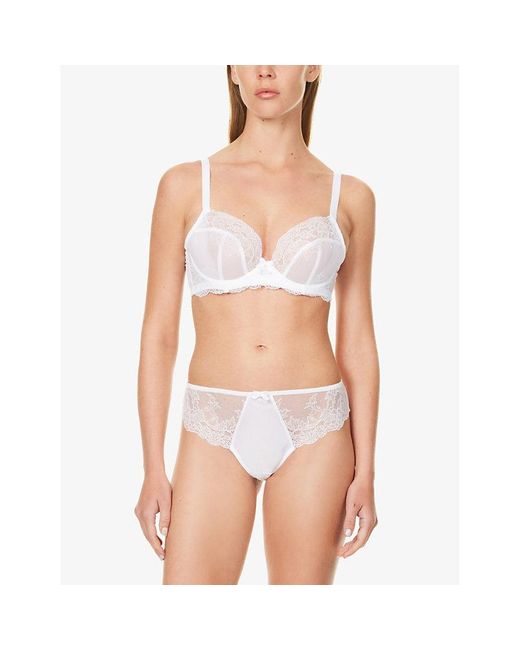 Panache White Ana Lace Plunge Bra
