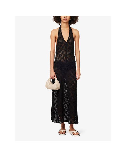 Dissh Agnes Crochet Halter Midi Dress in Black | Lyst UK