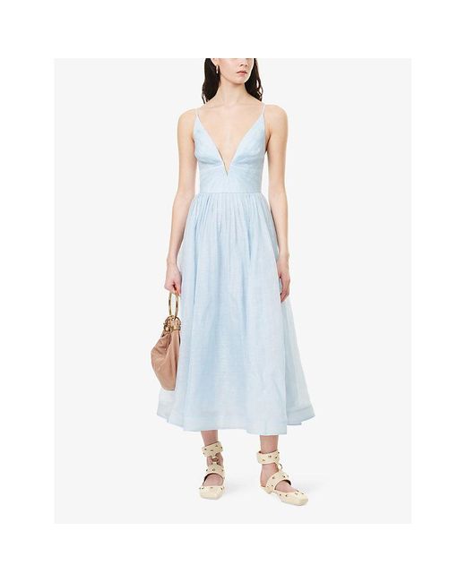 【Zimmermann】Illuminate linen and silk midi dress Zimmermann Linen Illuminate Midi Dress | Harrods CA