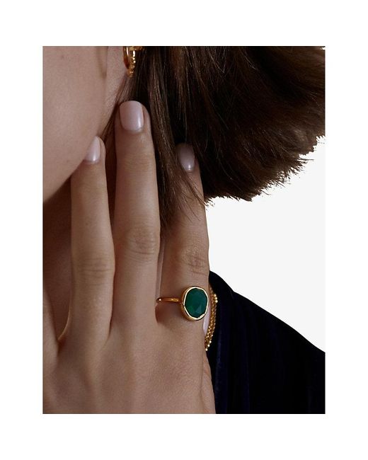 Monica Vinader White Mv Siren Gemstone 18Ct Vermeil Medium Ring