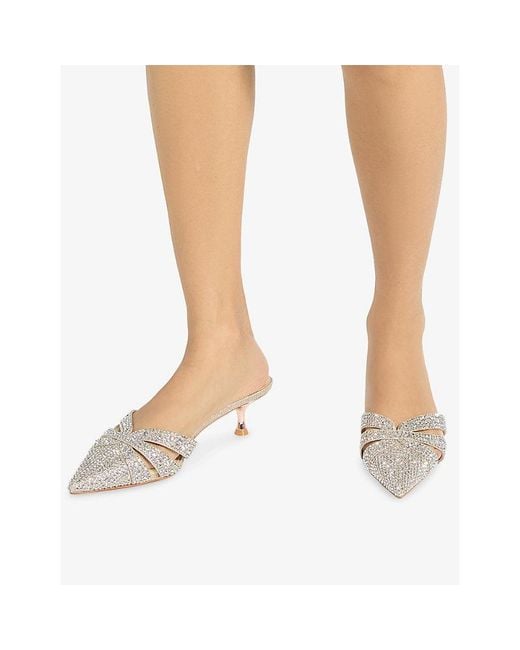 Dune White Calla Sequin-Embellished Heeled Mules