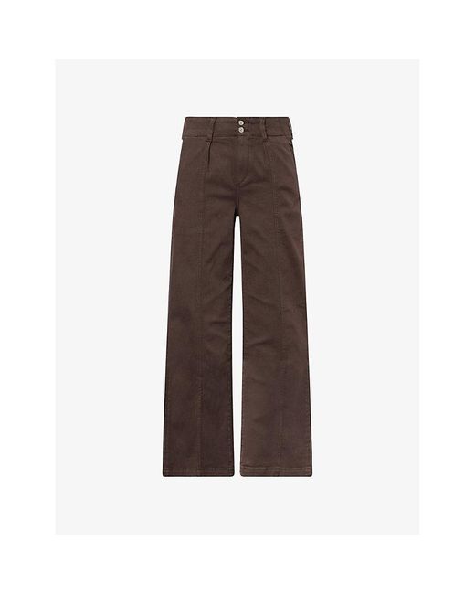 PAIGE Brown Brooklyn Wide-Leg Stretch-Denim Blend Jeans