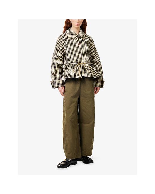 Damson Madder Natural Myrtle Gingham-Print Cotton-Blend Trench