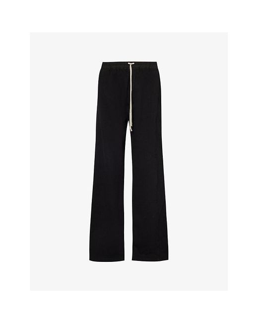 Rick Owens Black Side-split Wide-leg Stretch-cotton jogging Bottoms for men