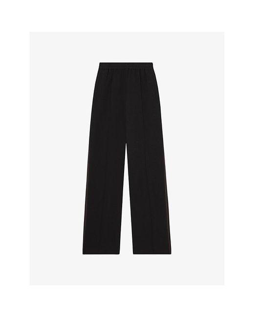 Reiss Black Robyn Wide-Leg Mid-Rise Stretch-Woven Trousers