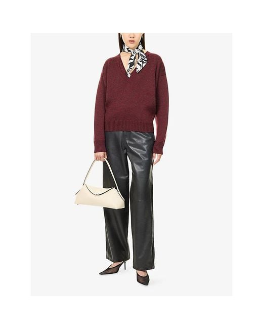 RÓHE Frames Red V-Neck Oversized Wool Jumper