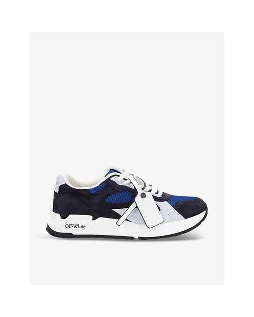 Off-White c/o Virgil Abloh Blue Kick Off Tag-embellished Leather Low-top Trainers for men