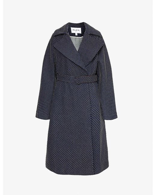 Alaïa Blue Studded Relaxed-fit Denim Trench Coat