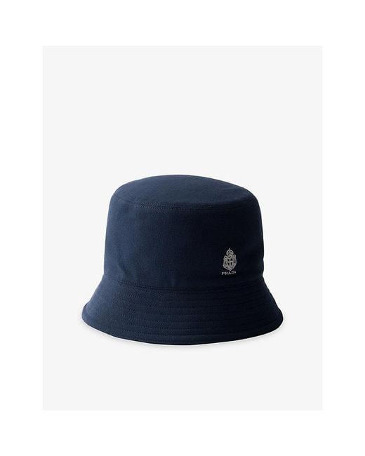Prada Blue Old Cotton-Piqué Bucket Hat for men