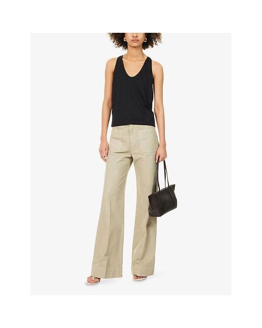 ME+EM Black Scoop-Neck Stretch-Jersey Top