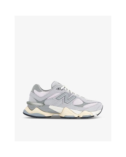 New Balance White 9060 Brand-patch Leather And Mesh Low-top Trainers for men