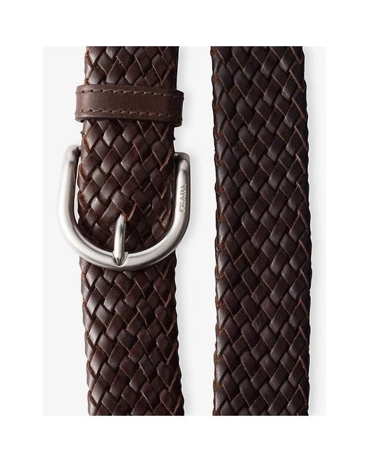 Prada White Braided Leather Belt for men