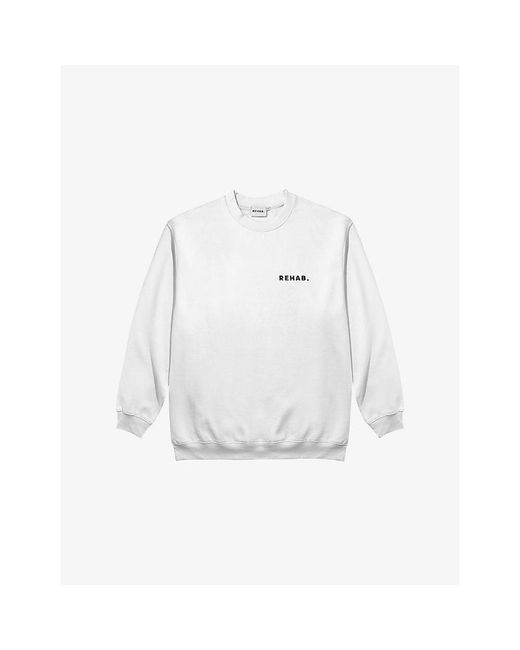Rehab White Oversized Logo-Print Cotton-Jersey Sweatshirt