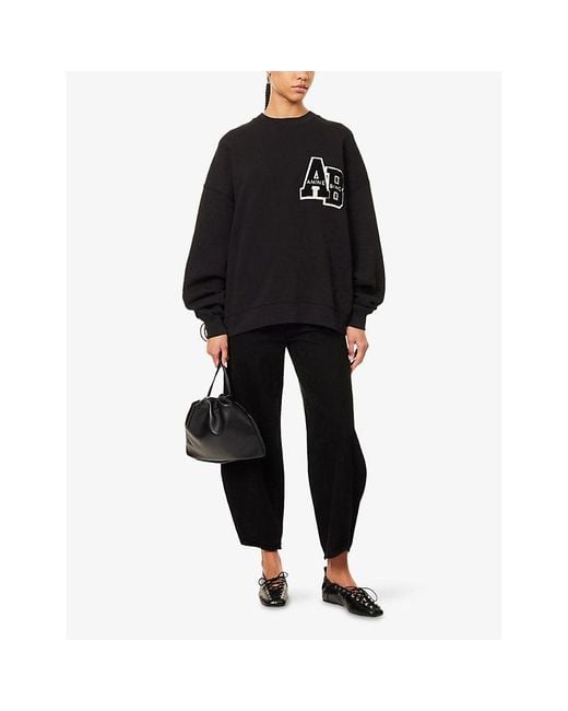 Anine Bing Black Miles Oversized Cotton-Jersey Sweatshirt
