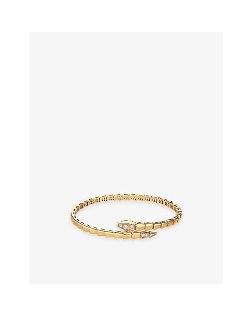 BVLGARI Metallic Serpenti Viper 18Ct- And 0.47Ct Pavé Diamond Bracelet
